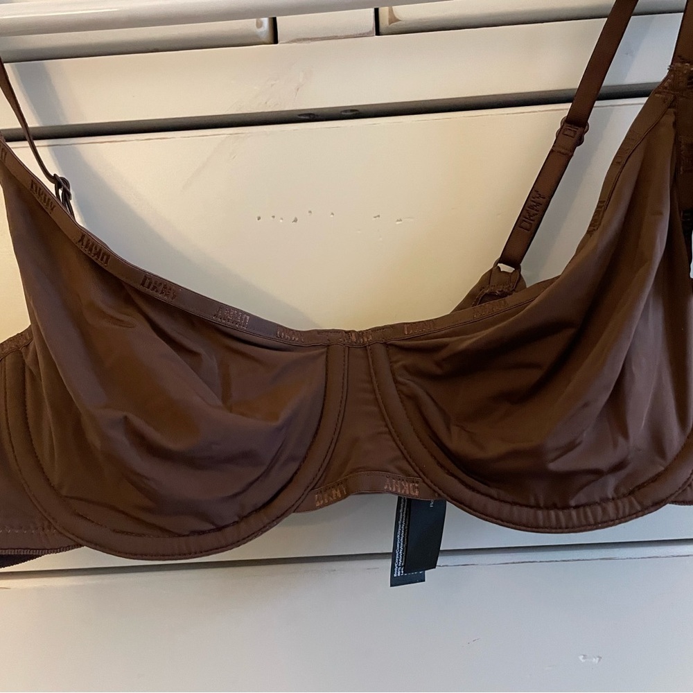 DKNY Unlined Demi Bra 32C Brown